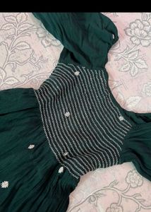 Green Puff Sleeve Maxi Dress