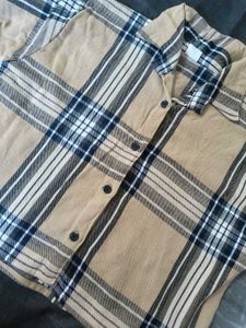 Checkered Beige Women&#39;s Cropped Shirt For Winter😍