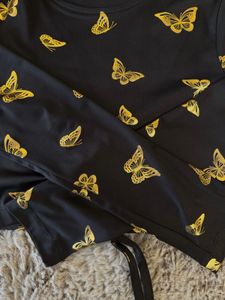 H &amp; M Graphic Butterfly Crop Top