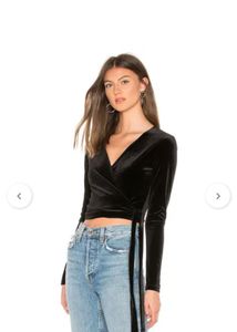 Chic Black Velvet Tie-Up Top