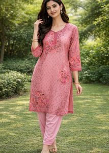 Elegant Pink Floral Kurta with salwar set