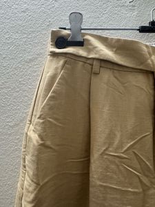 Beige Wide Leg Trousers