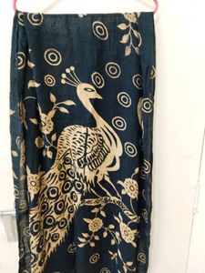 Black Colour Shawl With Peacock Design