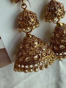 Golden Double Jumkha Earrings