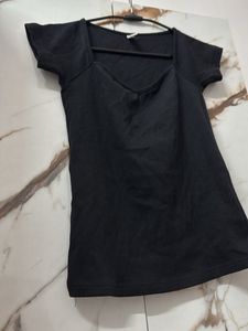 Black Square Neck Top