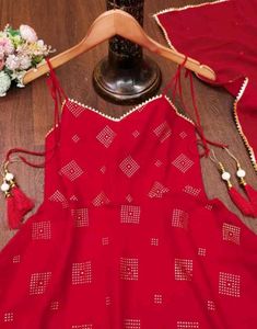 anviGold print Georgette with dupatta wit