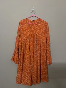 Orange Print Dress