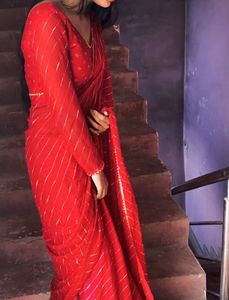 Elegant Red Saree with stretch blouse