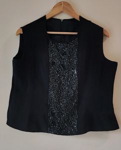 Black Sequins Sleeveless Top