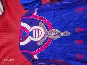 Blue &amp; Pink Embroidered Anarkali Suit