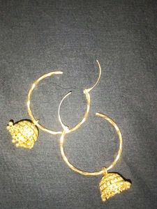 Gold Jhumka Hoop Earrings