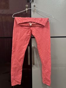 Coral Zippered Ankle Jeggins