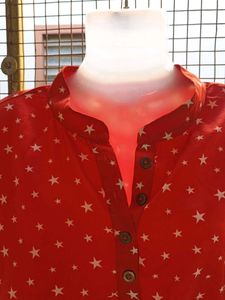 Red Star Print Blouse