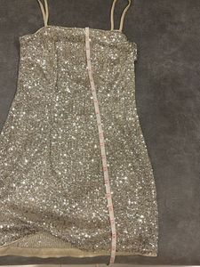 Gold Sequined Mini Dress