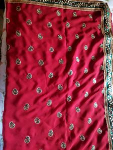 Bright Red Saree For Festivals