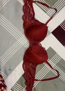 maroon  Lace Lingerie Set