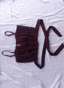 Burgundy Tie-Waist Crop Top