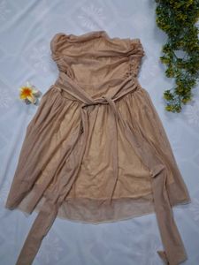 Strapless Sparkly Gold Mini Dress