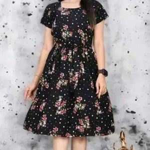 Floral Print Black Dress