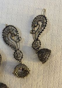 Silver bugadi Jhumka Earrings