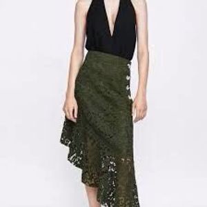 Olive Green Lace Skirt