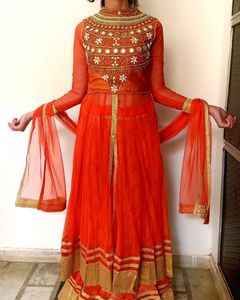 Beautiful Orange Shifon Mastani Dress