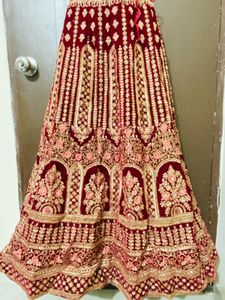 Maroon Velvet Lehenga