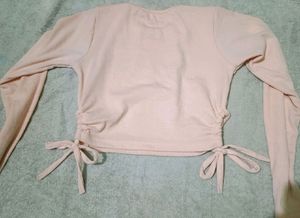 Peach Cinched Long Sleeve Top