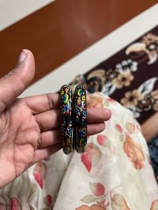 Floral Print black Bangles