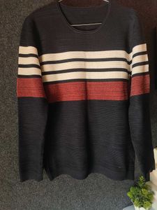 Striped Knit Pullover Sweater