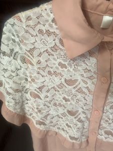It’s Peach Top With White Lace Detailing