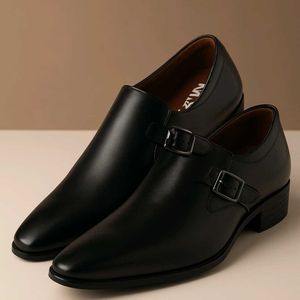 Black Leather Monk Strap Dress Shoes