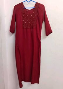 Maroon Embellished Kurti