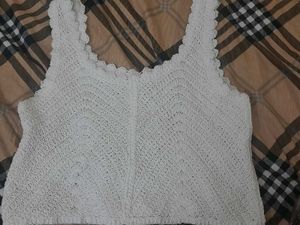 boho white knitted top