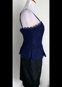 Elegant Navy &amp; Black Peplum Dress