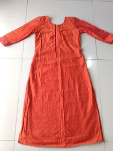 Orange Silk Kurta From Pantaloons