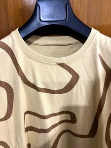 BEIGE PRINTED COTTON TSHIRT M(40)
