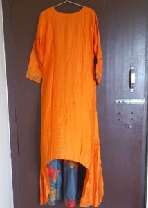 Elegant Orange Embellished Gown