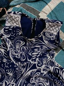 White And Navy Blue Top