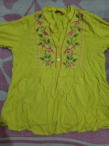 Yellow Embroidered Top