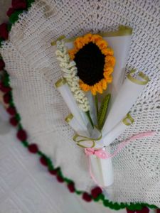 Crochet Sunflower and lavender flower Bouquet
