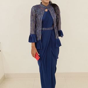 Ready To Wear Saree , Adjustable Blouse And Cape