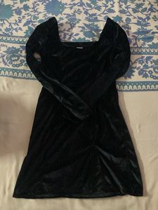 Black Velvet Puff Sleeve Dress