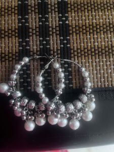 Pearl Drop Hoop Earrings