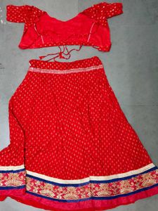 Red &amp; Blue Lehenga Choli Set