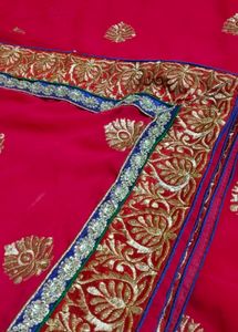 Red Embroidered Saree &amp; Blouse