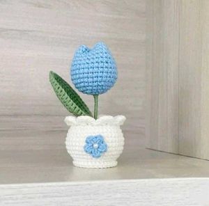 Crochet Tulip Pot Home Decor