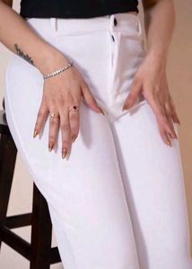 White High-Waisted Trousers