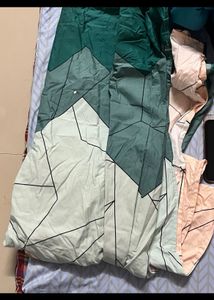 Large Pink Green Bedsheet + 2 PillowCover