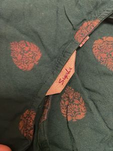 Green Copper Printed Tank Top/ Short kurti